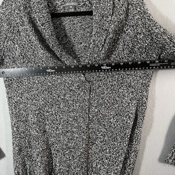Eddie Bauer Sweater Womens Medium Gray Cotton Full Zip Cardigan Cowl Neck - Picture 8 of 12